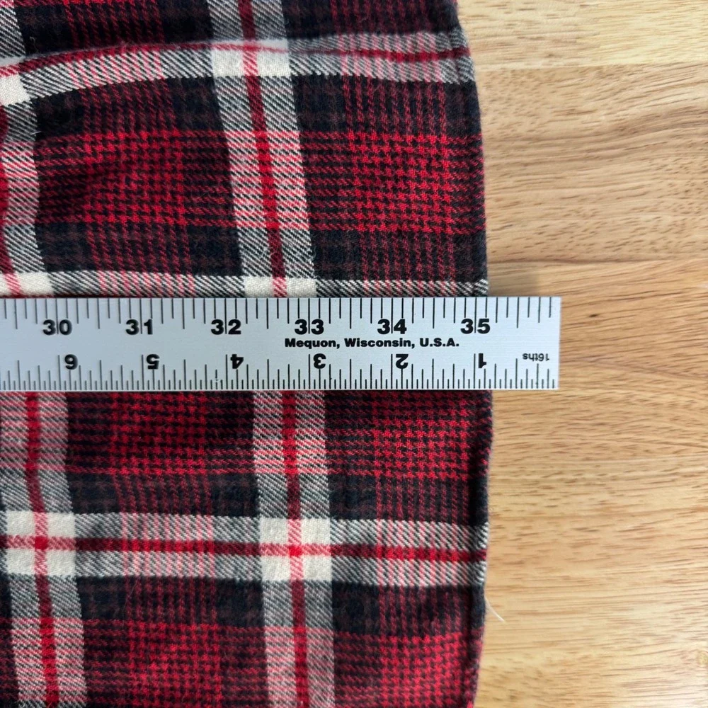 J. Crew Oarsman Flannel Shirt Men Large Tall Red Tan Plaid Long Sleeve Button Up